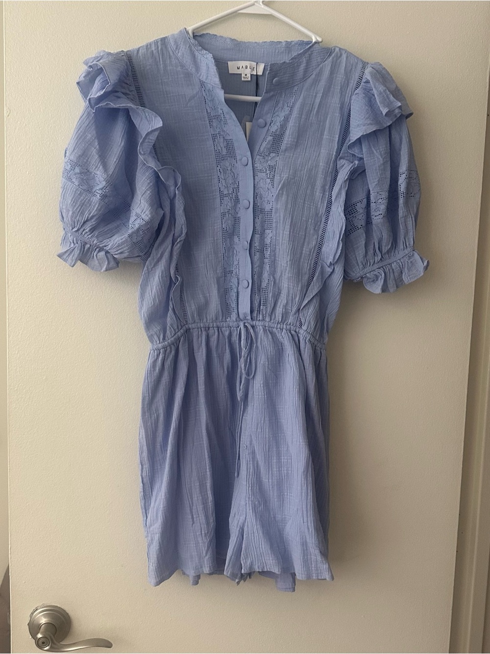 Light Blue Ruffle Sleeve Romper